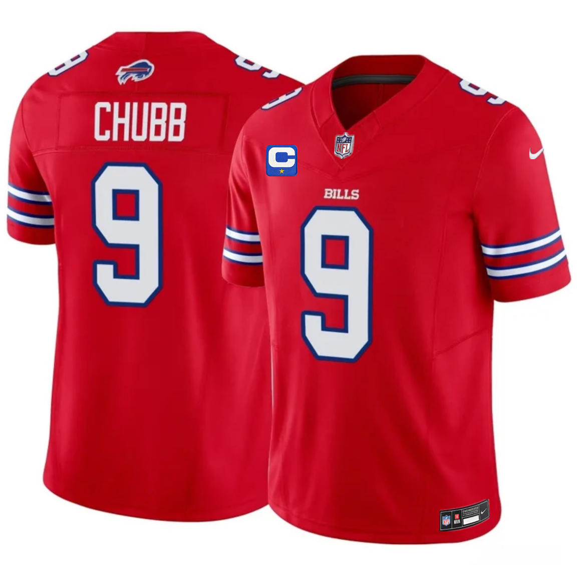 Men's Red Buffalo Bills #9 Bradley Chubb 2026 F.U.S.E. 1-Star C Patch Vapor Untouchable Limited Stitched Football Jersey